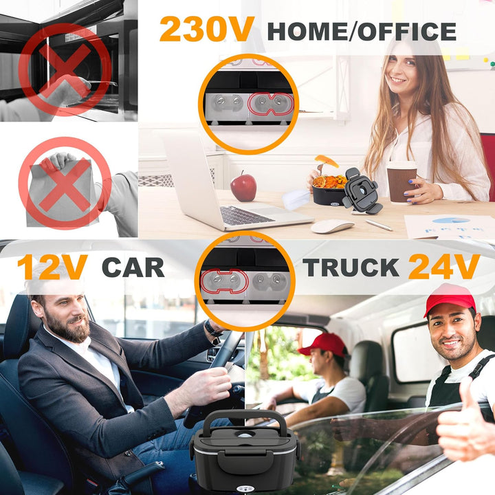 Nifogo Elektrische Lunchbox 80w für Auto/Lkw/Büro Beheizbare Lunchbox 12V/24V/230V Electric Lunch Bo