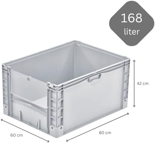 SparSet 2x Euro-Norm Grossbehälter Insight Cover | HxBxT 42x60x80cm | 168 Liter | Grau | Eurobehälte