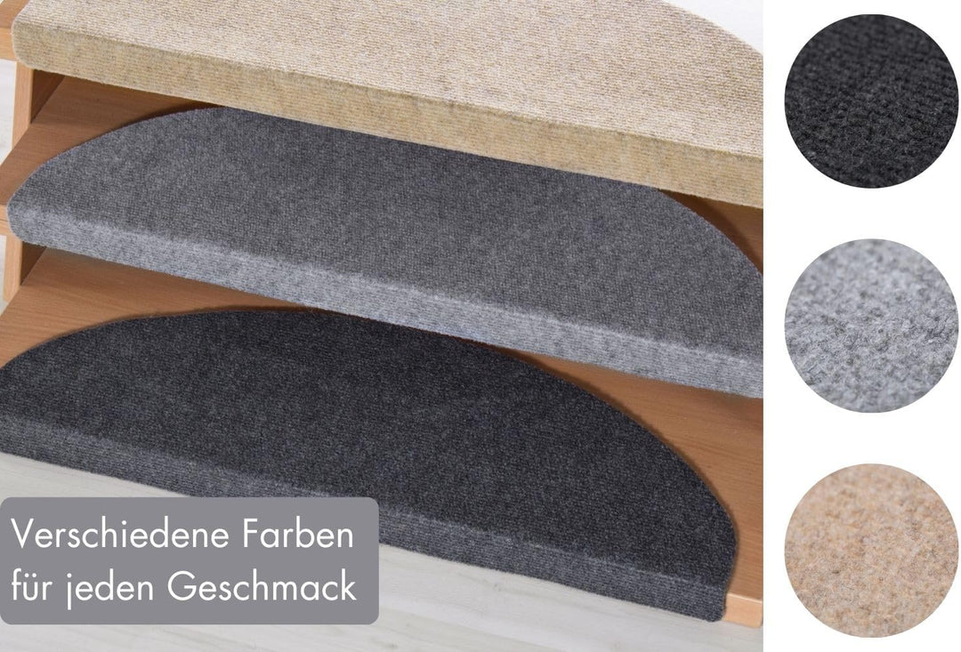 andiamo Stufenmatte Paris - Treppenstufen Matten selbstklebend - Treppenteppich 15er Set - Stufenmat
