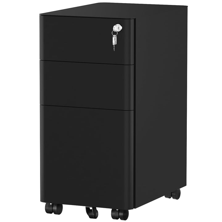 YITAHOME Rollcontainer mit 3 Schubladen, Metall Abschliessbar Aktenschrank für A4, Legal, Letter, Mo