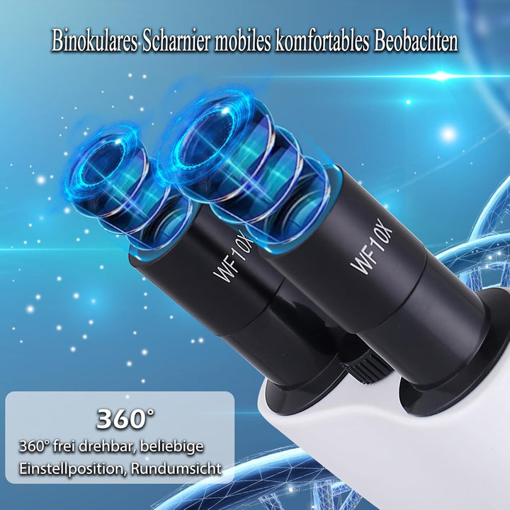 Verbundmikroskop, 40 x 2500 x, professionelles Mikroskop, WF10x und WF25x Okulare, Dual-LED-Beleucht