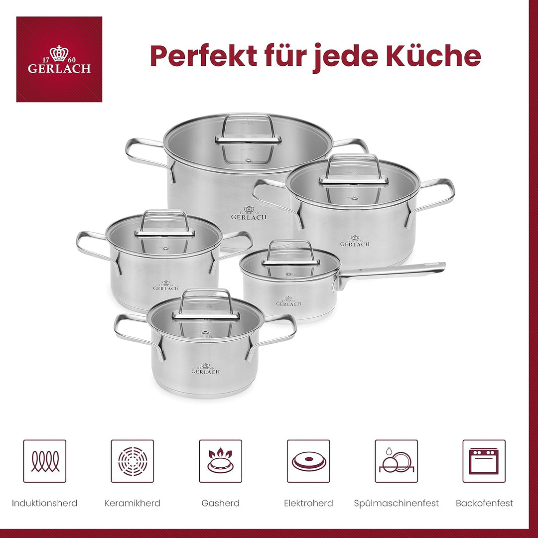 Gerlach AMBIENTE Topf-Set Edelstahl Kochtopf-Set Induktion Induktionstöpfe-Set Töpfe-Set Induktionsg