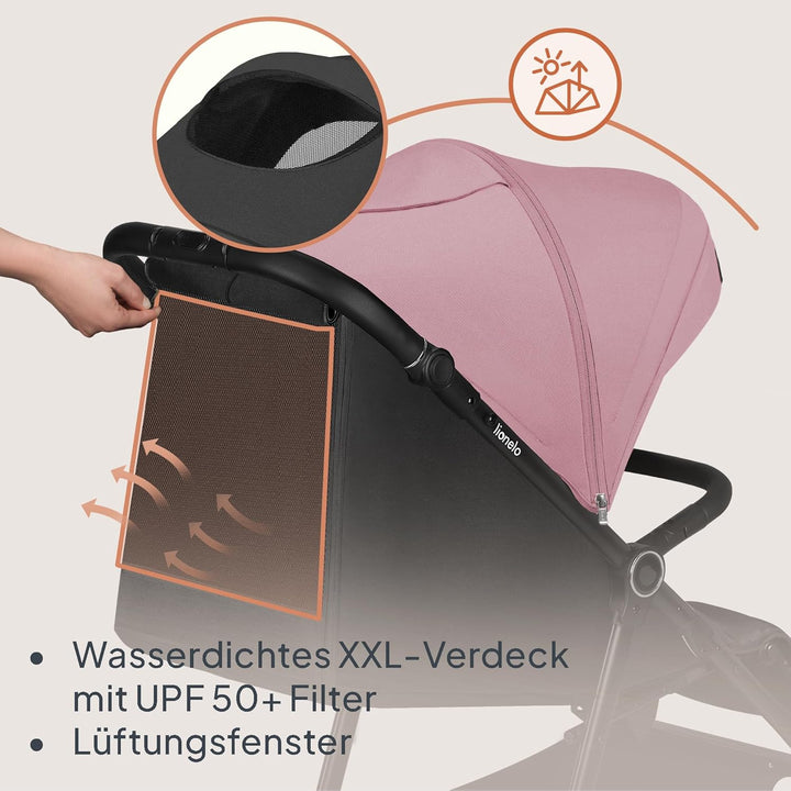 LIONELO MIRA Buggy bis zu 22 kg von 6 Monaten bis 4 Jahren Schwenkbare 360° Räder Volle Stossdämpfun
