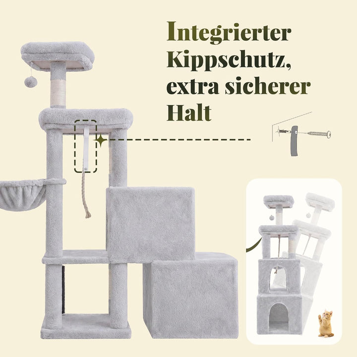 Hey-brother Kratzbaum für Kätzchen, stufenförmigem Klettergang, MPJ061W | 130 cm stabil Katzenbaum m