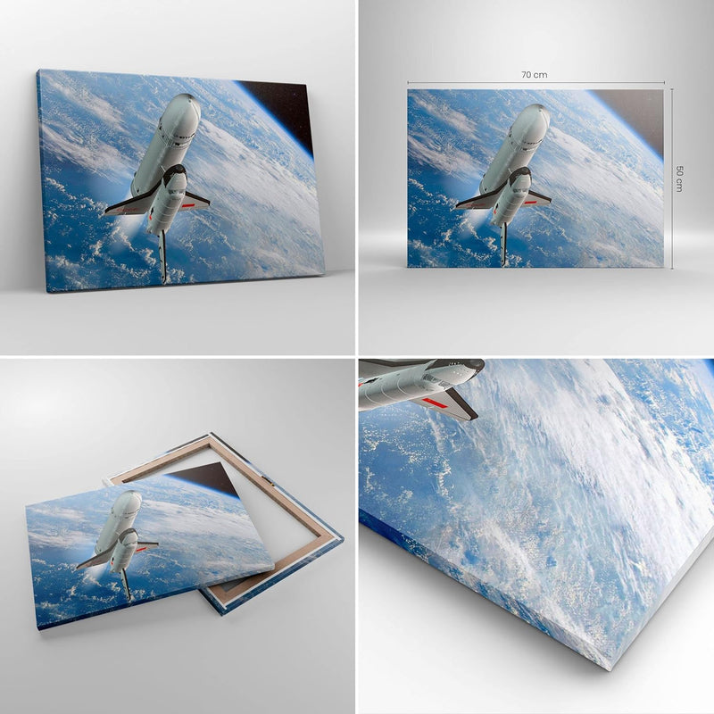 Bilder auf Leinwand Himmel Rakete Kosmos Planet Leinwandbild 70x50cm Wandbilder Dekoration Wohnzimme