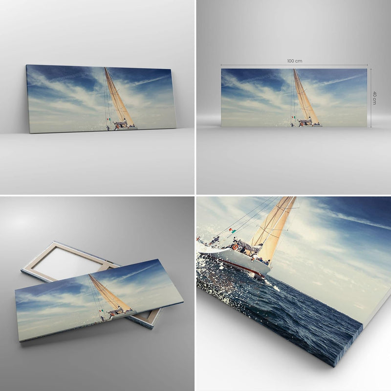 Panorama Bilder auf Leinwand 100x40cm Leinwandbild Segeln Yacht Reise Gross Wanddeko Bild Schlafzimm