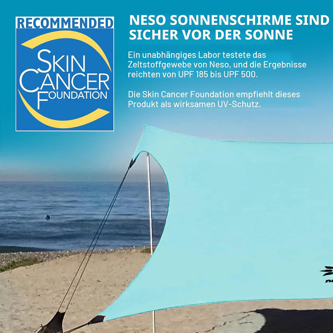 Neso Strandmuschel Gigante 2,5 m hoch 3,3 x 3,3 m | verstärkte Ecken und Kühlfach | Farbe: Wassergrü