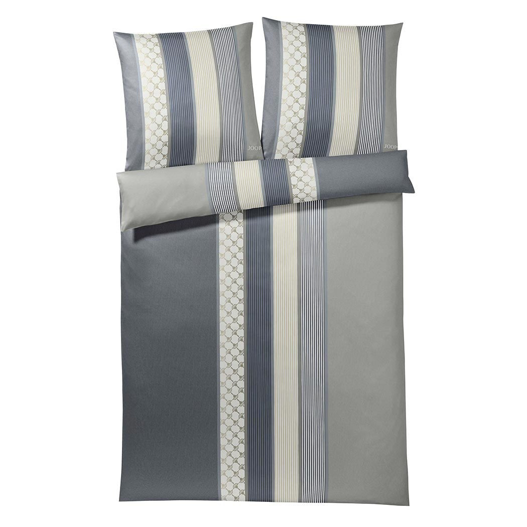 Joop! Bettwäsche Cornflower Stripes | 9 deep Coal - 155 x 200 cm