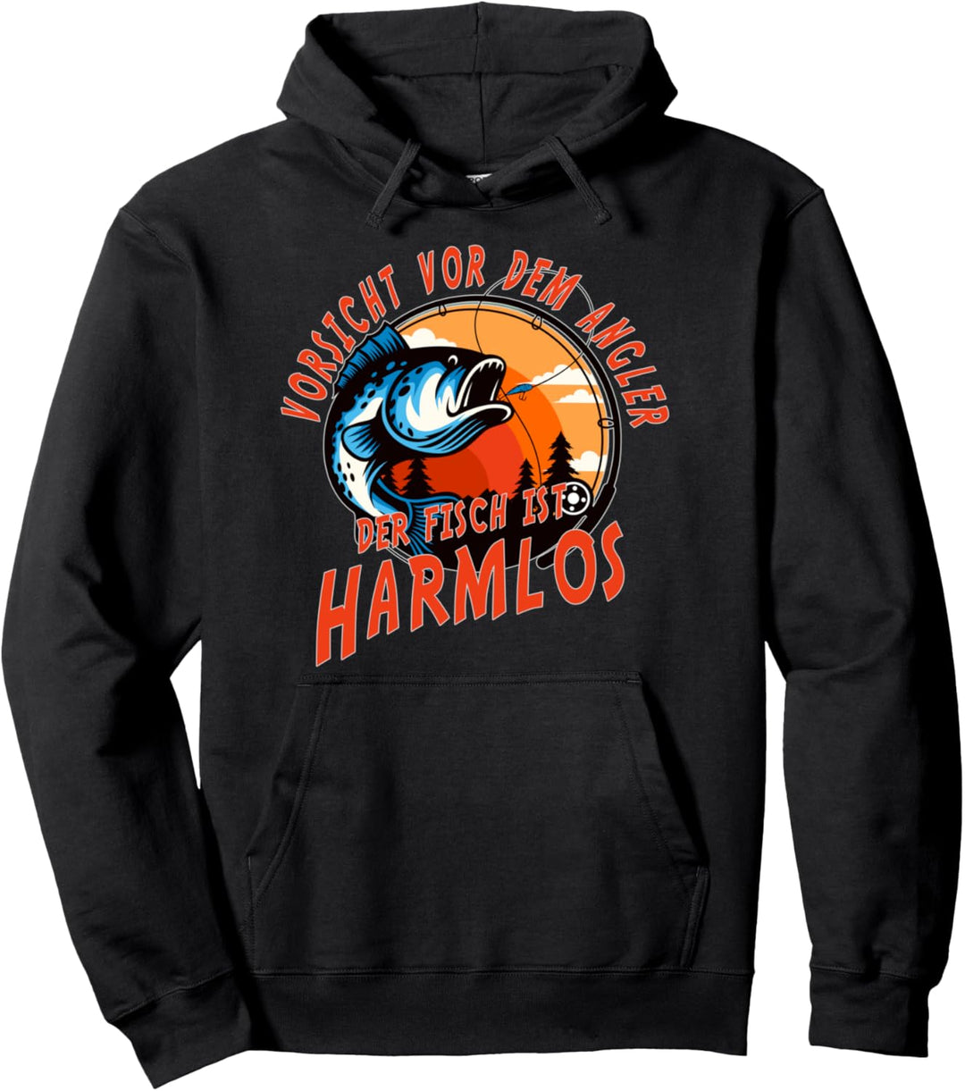 Vorsicht vor dem Angler der Fisch ist harmlos. Fischen. Pullover Hoodie
