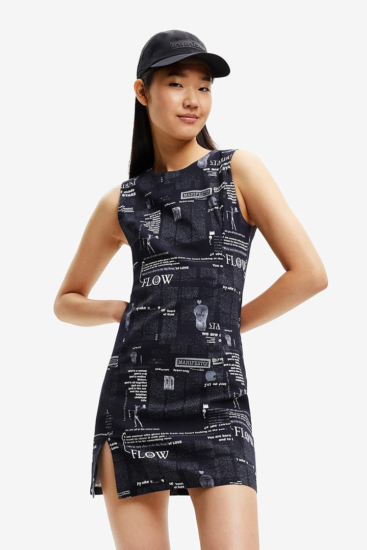 Desigual Damen Casual Dress L Schwarz, L Schwarz