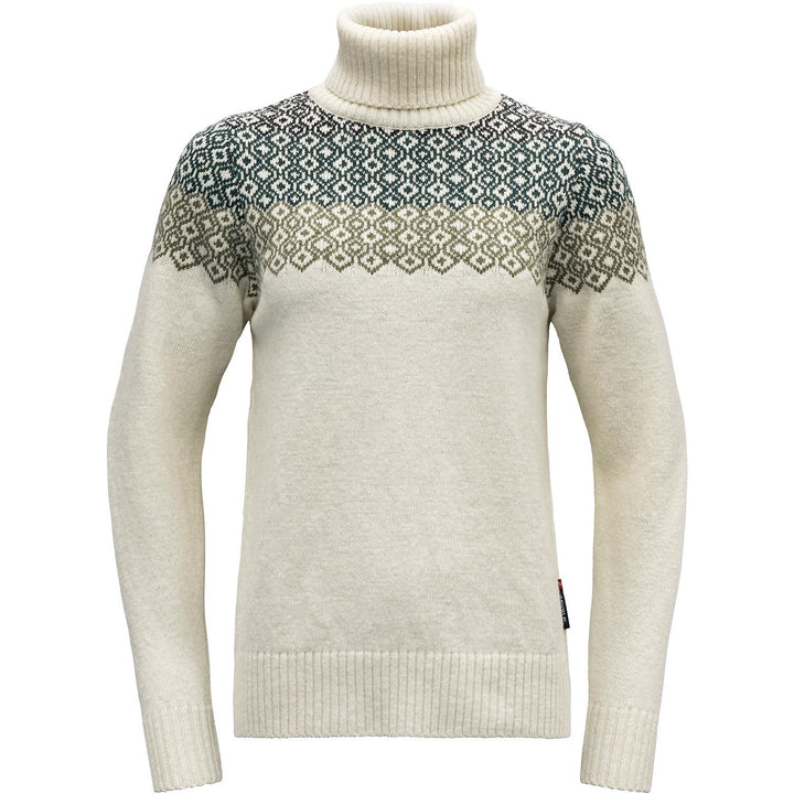 Devold Damen Syvde Wool High Neck Tshirt, Offwhite