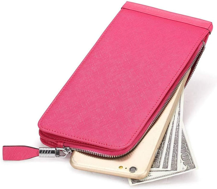 Huztencor Damen Kreditkartenetui Geldbörse RFID Blocking Leder Kartenetui Geldbörse Pink, Pink