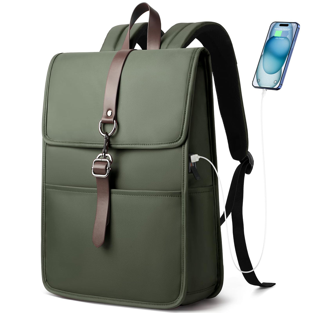 Laptop Rucksack Herren Damen, Rucksack mit Laptopfach mit USB-Anschluss für 15,6 Zoll Laptop, Elegan