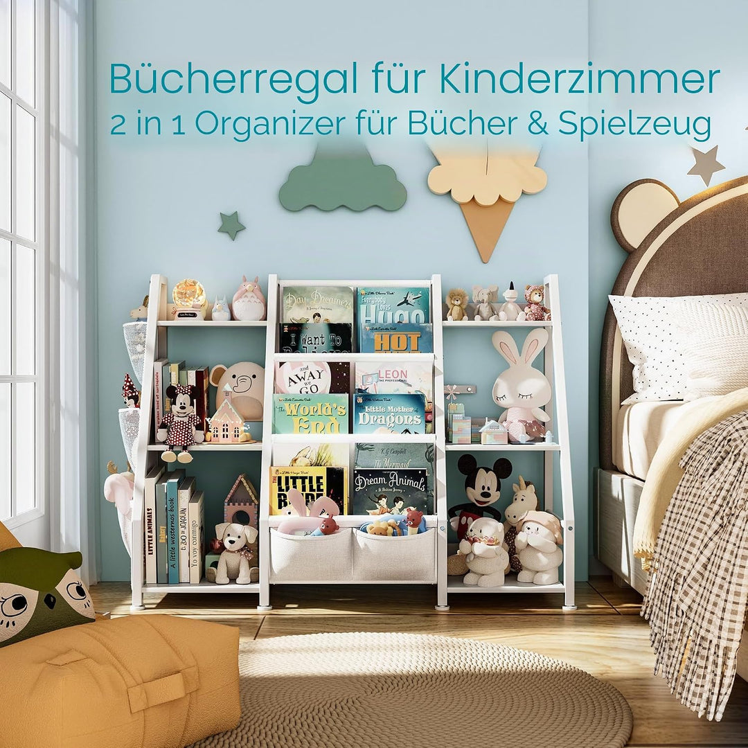 Kinderregal Kinderzimmer Weiss Offenen Aufbewahrungsregal: Kinder Bücherregal mit 3 Fächern für Büch