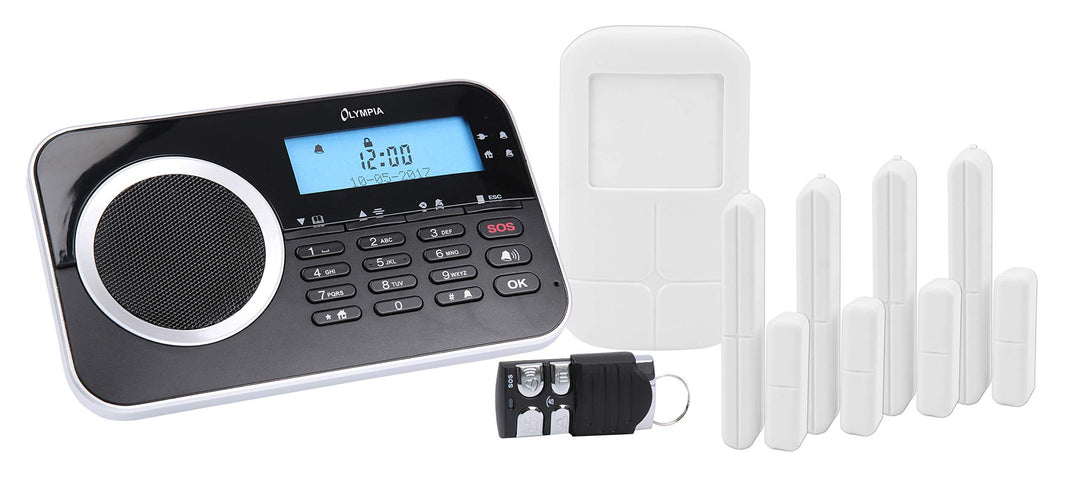 OLYMPIA Protect 9761 GSM Haus Alarm Alarmanlagen-Set mit 4 Tür-/Fensterkontakten 1 Bewegungselder un