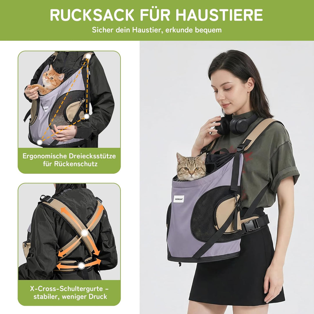 ALLSOPETS Hundetragerucksack, Tragbarer Haustiertragerucksack für Katzen Hunde Welpen, Integrierter