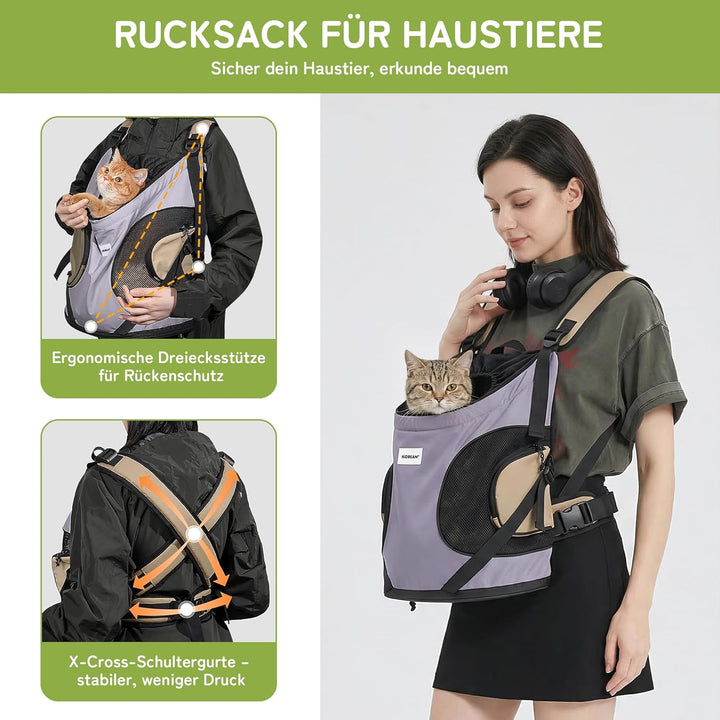 ALLSOPETS Hundetragerucksack, Tragbarer Haustiertragerucksack für Katzen Hunde Welpen, Integrierter