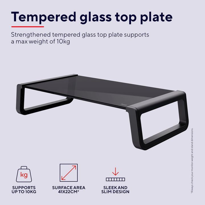 Trust Monta Monitorständer 41 x 22 x 10 cm, Bildschirmerhöhung aus Hartglas, Schreibtisch Monitorerh