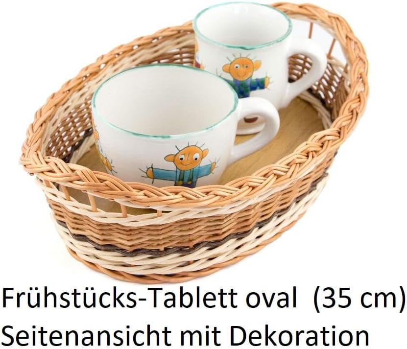 Manufaktur Martinshof Frühstücks-Tablett oval (35 cm) LxBxH 35cm x 23cm x10cm Weide, geflochten; Trä