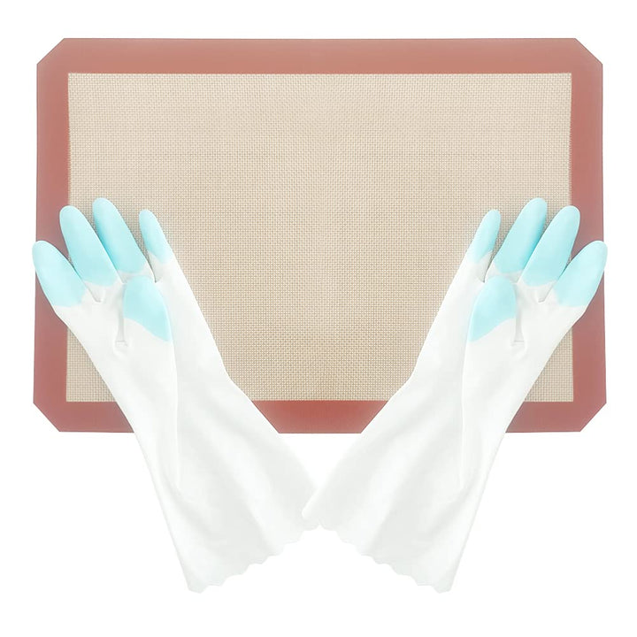 DUEBEL Antihaft-Silikon-Backmatten-Set mit PVC-Handschuhen, Gebäck-Isomalt-Zuckermatte für Bäcker-Ko