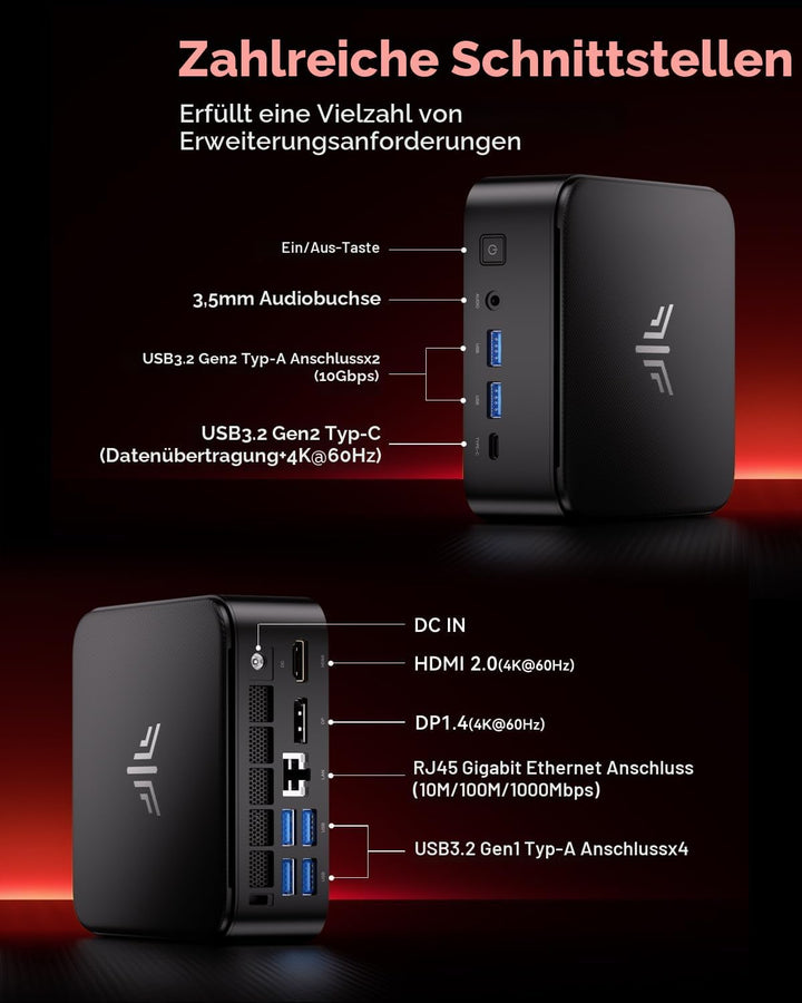 NiPoGi E3B Mini-PC von ΑMD Ryzen 5 7430U (Max 4.3GHz, 6C/12T, Besser als 5500U/5675U), 32GB(16+16GB)