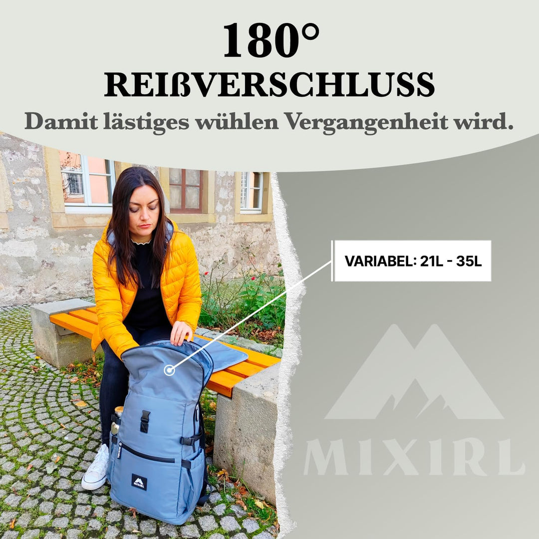 Baby Wickelrucksack stylische Wickeltasche mit Wickelunterlage | Rolltop Rucksack Gross &amp; Kinderwage