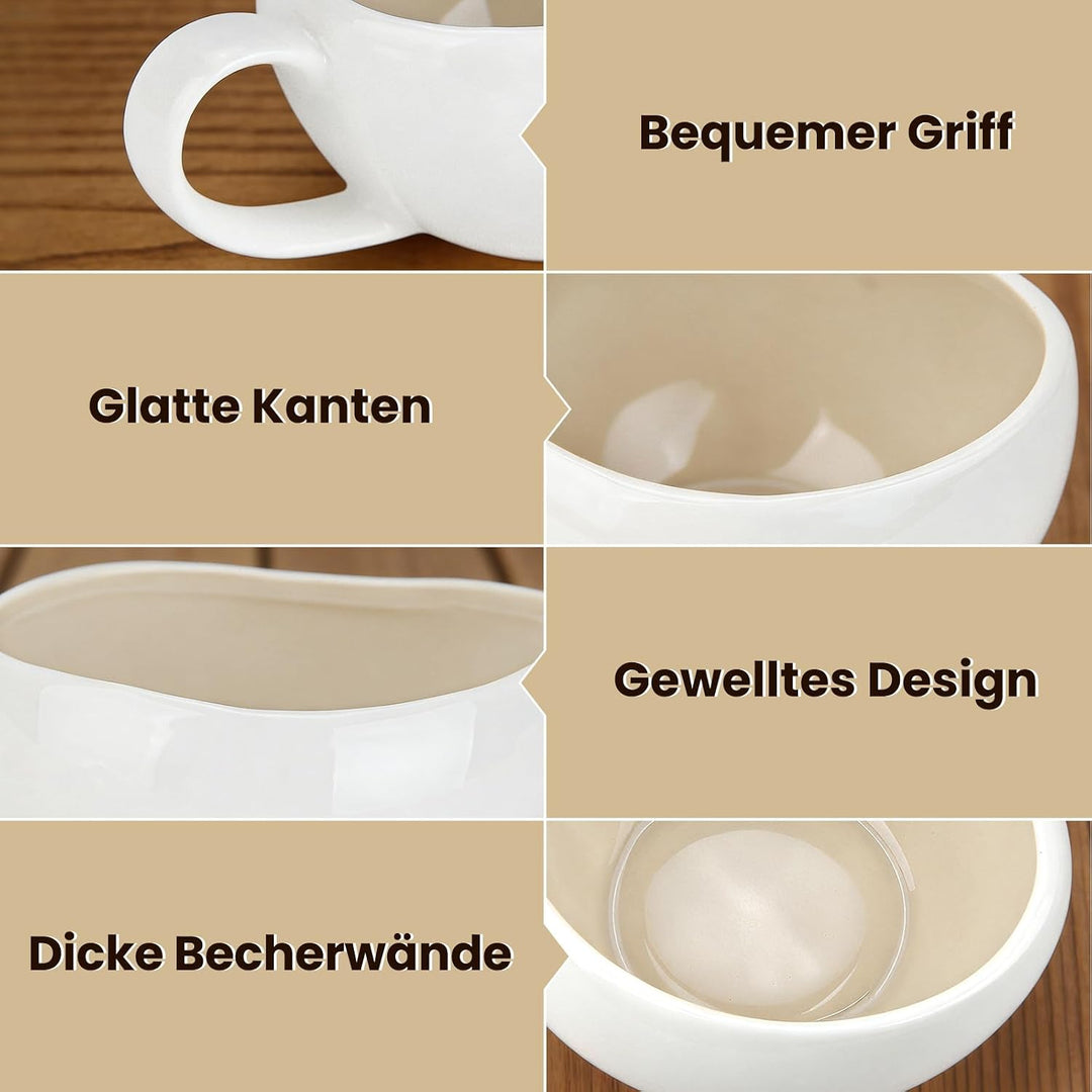 HOMELUX Espressotassen Set 6-Teilig mit Untertasse, 120ml Keramik,Hellbeige | Kaffeetassen Mit Unter