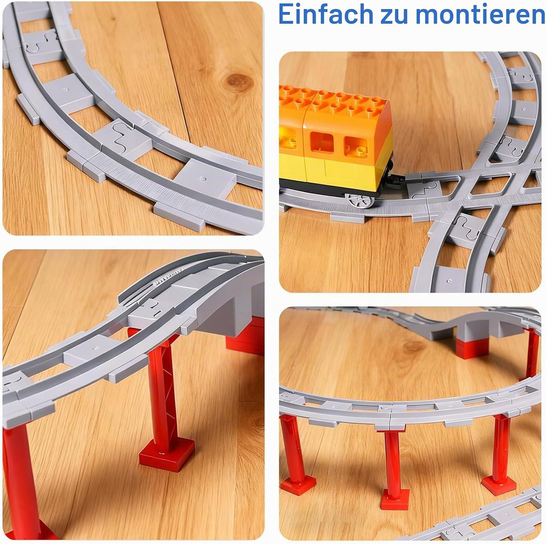 67 Stück Bausteine Schienen Set, City Schienen Eisenbahn mit Cross, Track Gerade, Kurven Schienen, S