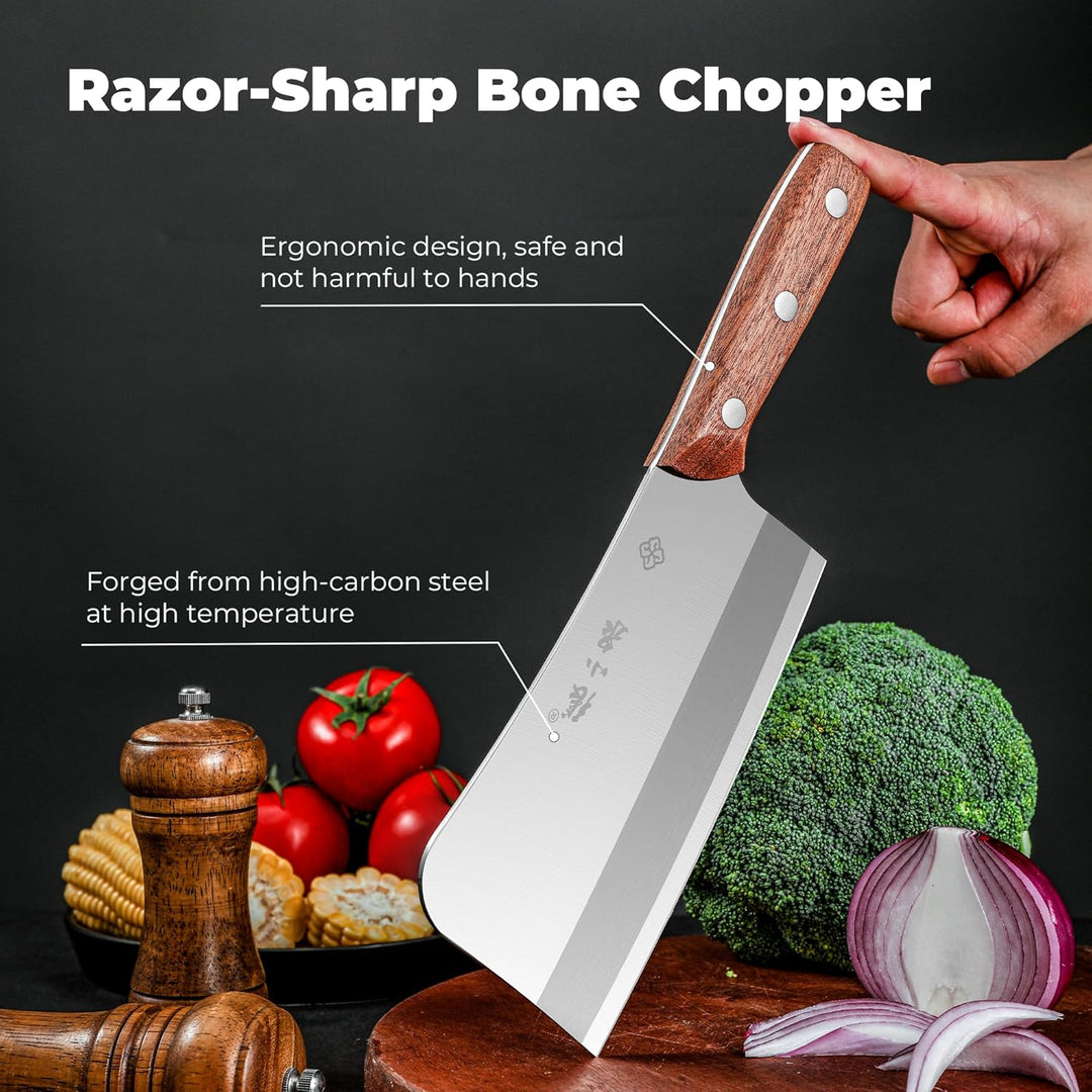 Zhangxiaoquan Chinesisches Hackmesser mit Holzgriff, scharf, rostfreier Edelstahl, ideal zum Hacken