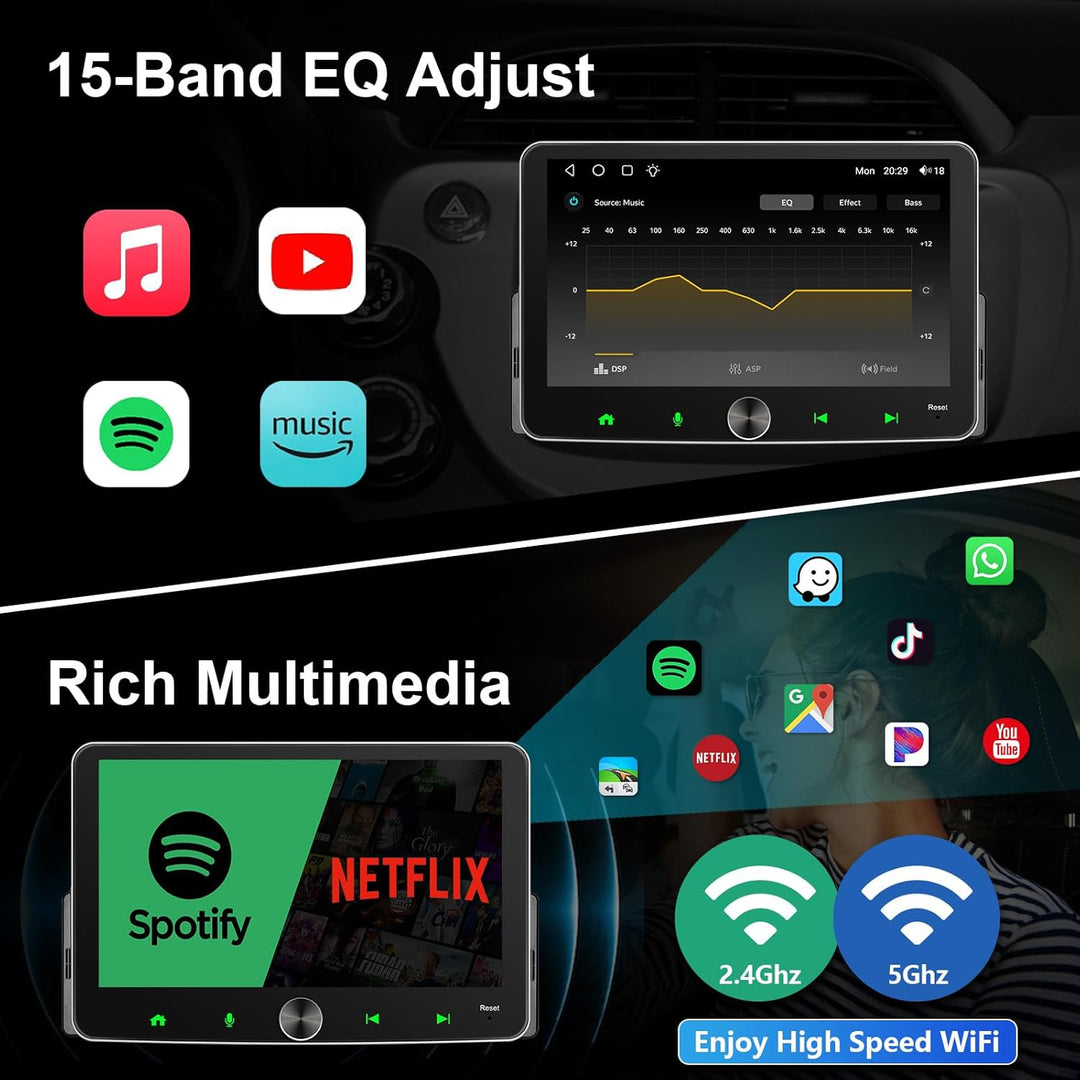 Android Autoradio 1Din Wireless CarPlay Wireless Android Auto Radio mit Bildschirm 7 Zoll 4G+64G Car