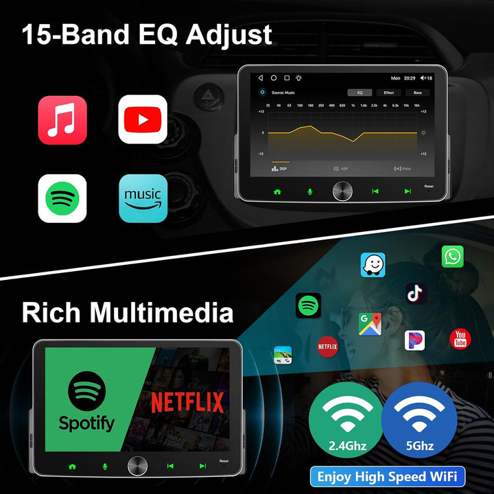 Android Autoradio 1Din Wireless CarPlay Wireless Android Auto Radio mit Bildschirm 7 Zoll 4G+64G Car