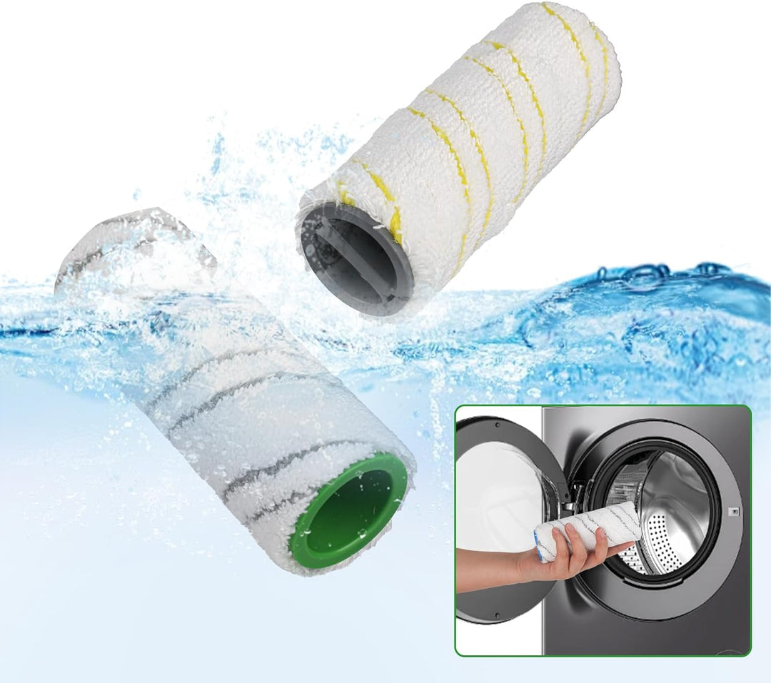 4 Stück Ersatzrollen für Kärcher FC3 FC3D FC5 FC7 Staubsaugerbürste, Microfaser Walzenset für Elektr