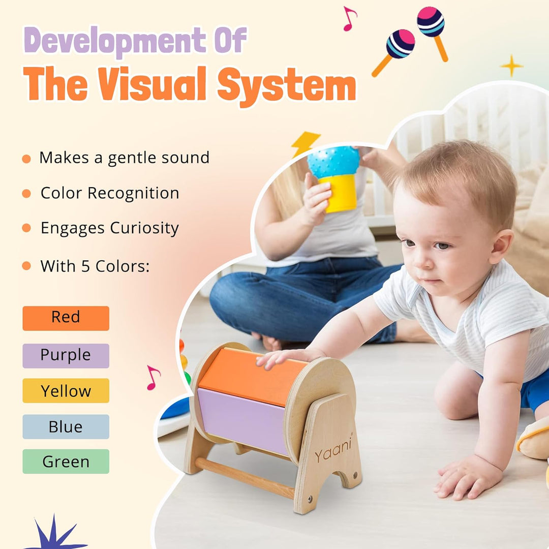 YAANI Montessori Spinning Drum Montessori Spielzeug für Säugling 6-12 Monate 1 Jahr alte Babys Klein