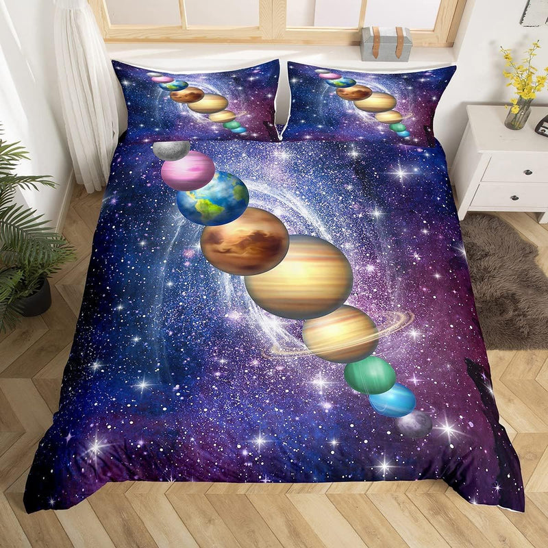 Loussiesd Galaxis Bettw?sche Weltraum Themen Bettbezug für Kinder Teens Universum Planet Sternenhimm