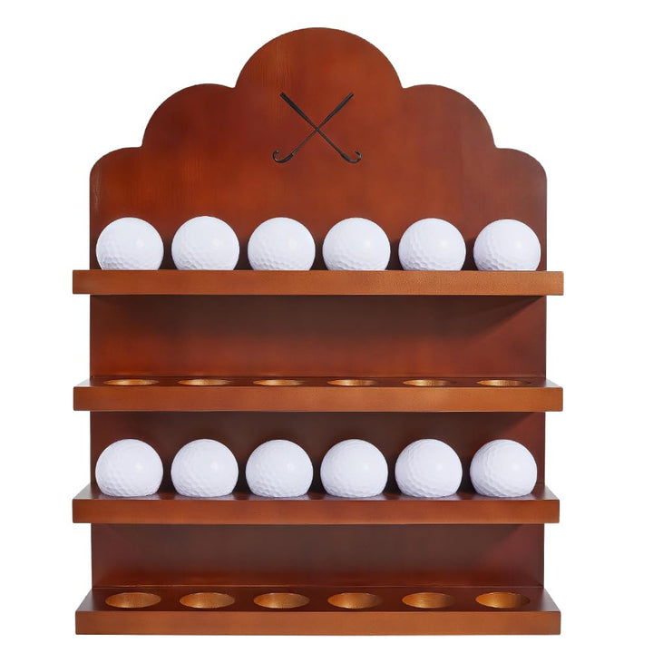 BENECREAT Holz Golfball Präsentationshalter, 24 Bälle Wandmontiertes Golfregal, 4 Etagen Aufbewahrun