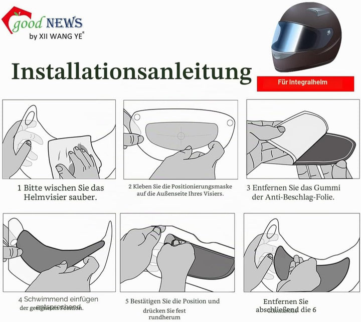 XII WY Motorradhelm Antibeschlagfolie hoher Kontrast, Motorradhelm-Visier, universeller Visierschutz
