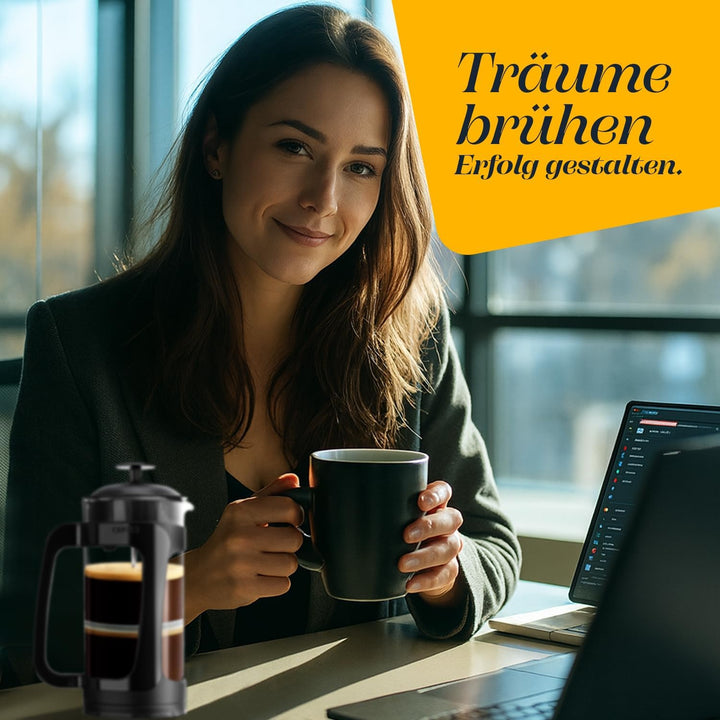 ESPRO P3 French Press Kaffeebereiter – Mit patentiertem Doppelfilter für kaffeefreien Satz, Schwarz,