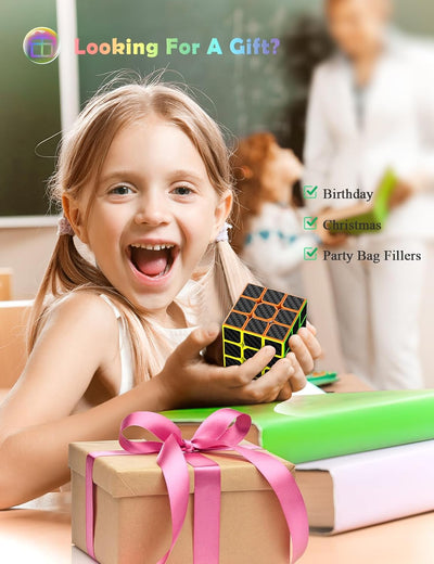 ROXENDA Zauberwürfel Set - 2X2 3X3 4X4 Pyramide Speed Würfel Set mit Würfel Tutorial für Kinder und