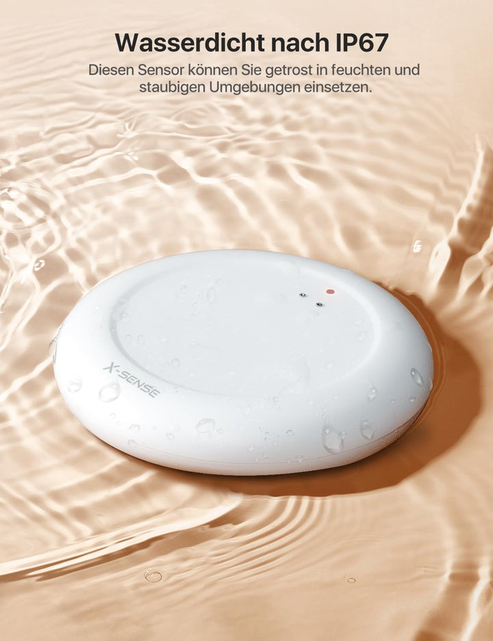X-Sense Wassermelder WLAN, Smarter Wassermelder, mit App-Warnungen（nur 2.4Ghz）, wasserdicht nach IP6
