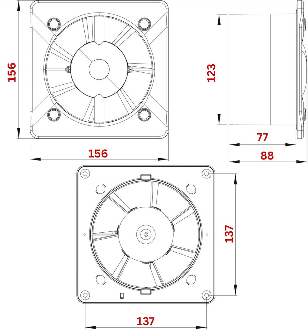 MKK Lüfter Abluftventilator Wohnraumlüfter Echtglas Designfront matt weiss IPX4 Wandmontage Badlüfte