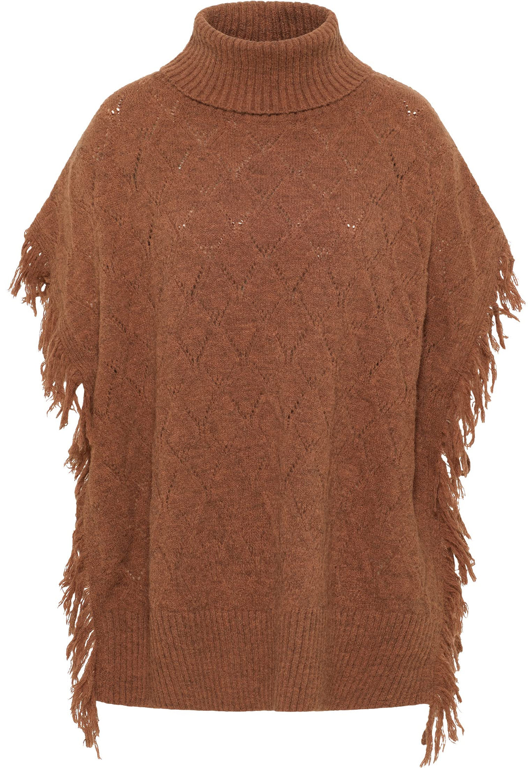 IZIA Damen Strick Poncho XS-S Braun, XS-S Braun