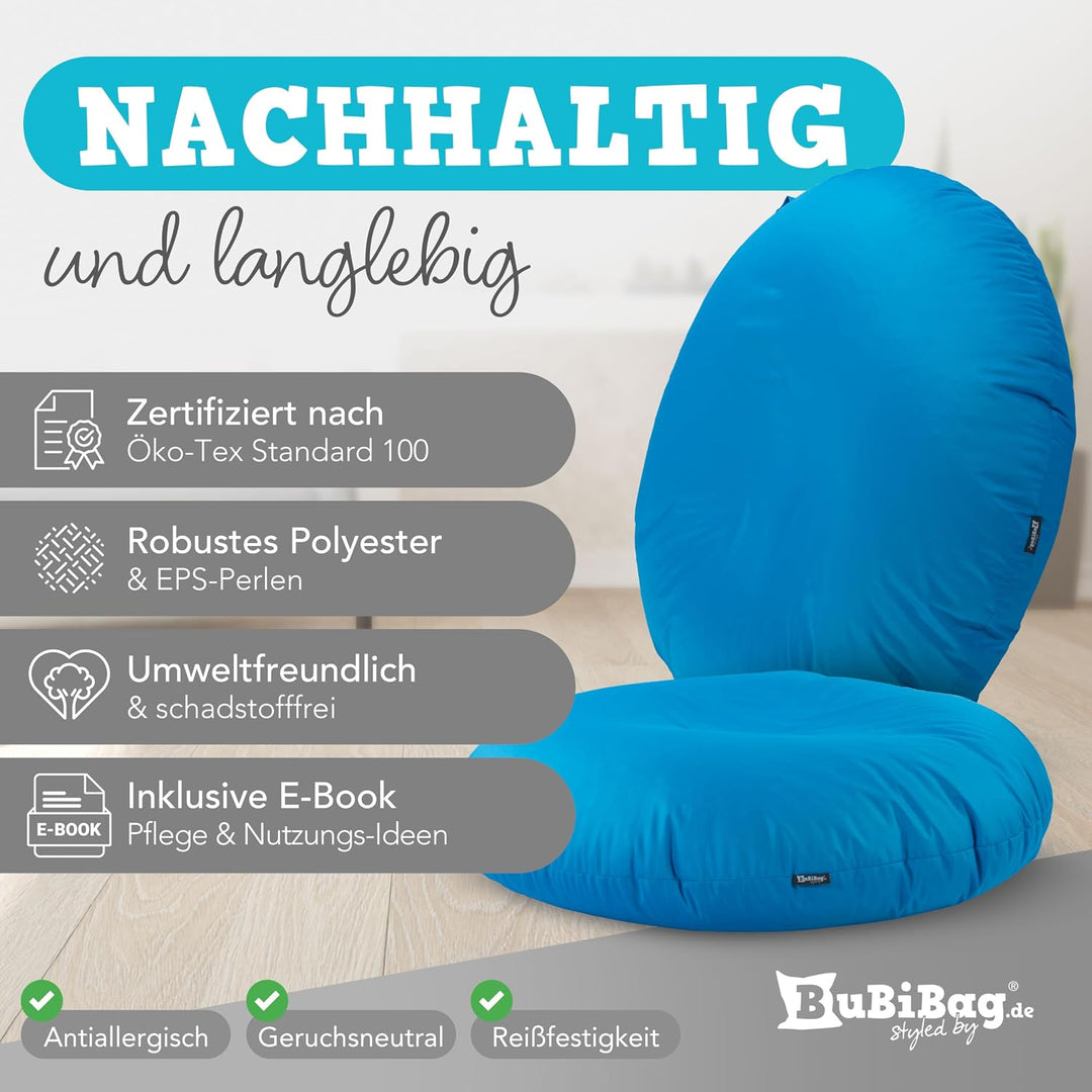 BuBiBag 2in1 Sitzsack L - XXL mit Füllung für Kinder &amp; Erwachsene, Gaming Beanbag &amp; Bodenkissen für