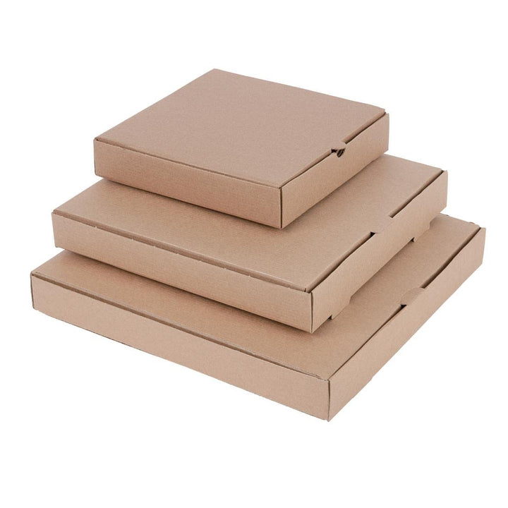 Fiesta kompostierbare Pizzakartons 12 Zoll (Packung mit 100 Stück), Farbe Kraft, gewellte Konstrukti