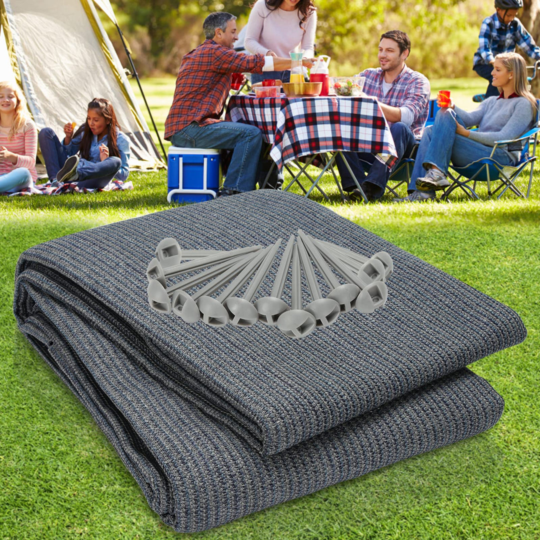 Sonnewelt Vorzeltteppich Zeltteppich 100% HDPE, Outdoor campingteppich mit 13 Heringe, Ausgestattet