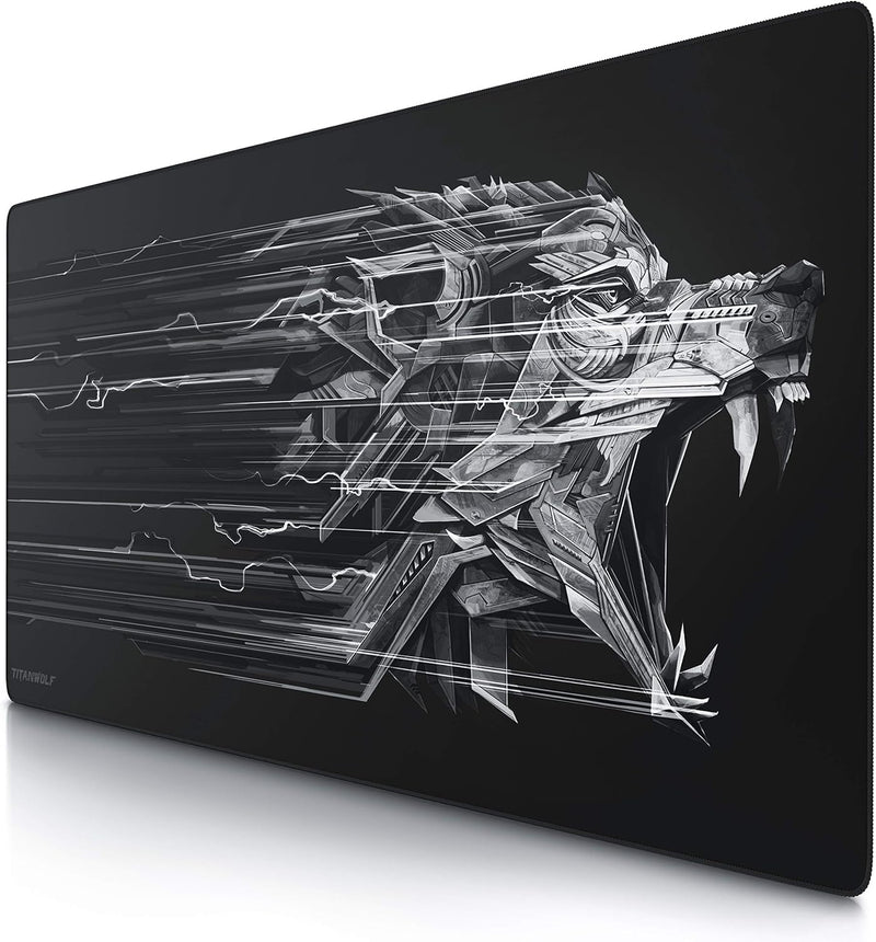 Titanwolf - Übergrösse Mauspad Gaming Titanwolf 1200x600mm XXXL Mousepad gross mit Motiv Tischunterl