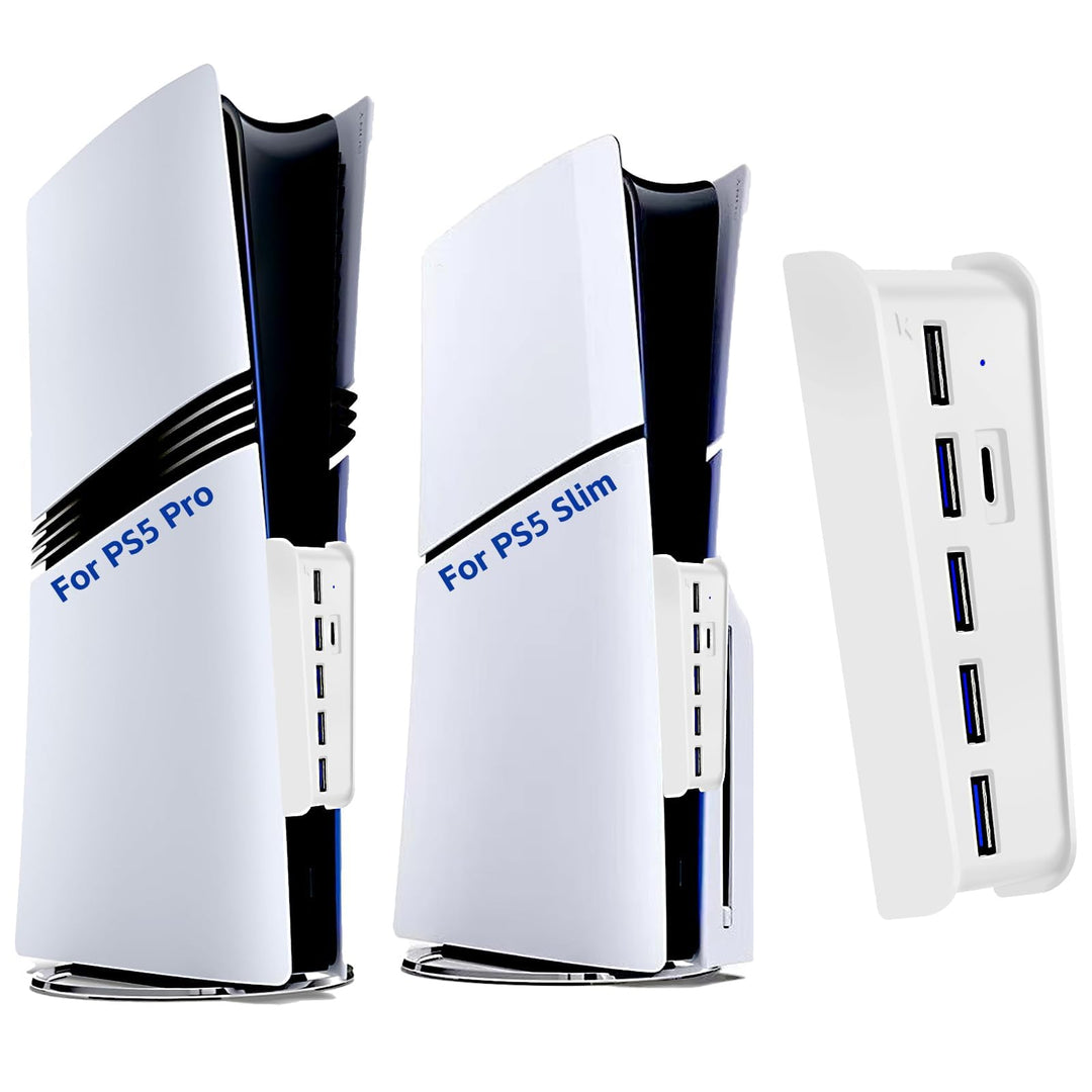 6 Ports USB Hub für PS5 Pro Konsole, High-Speed Expander Hub Splitter Erweiterungsadapter mit 4 USB