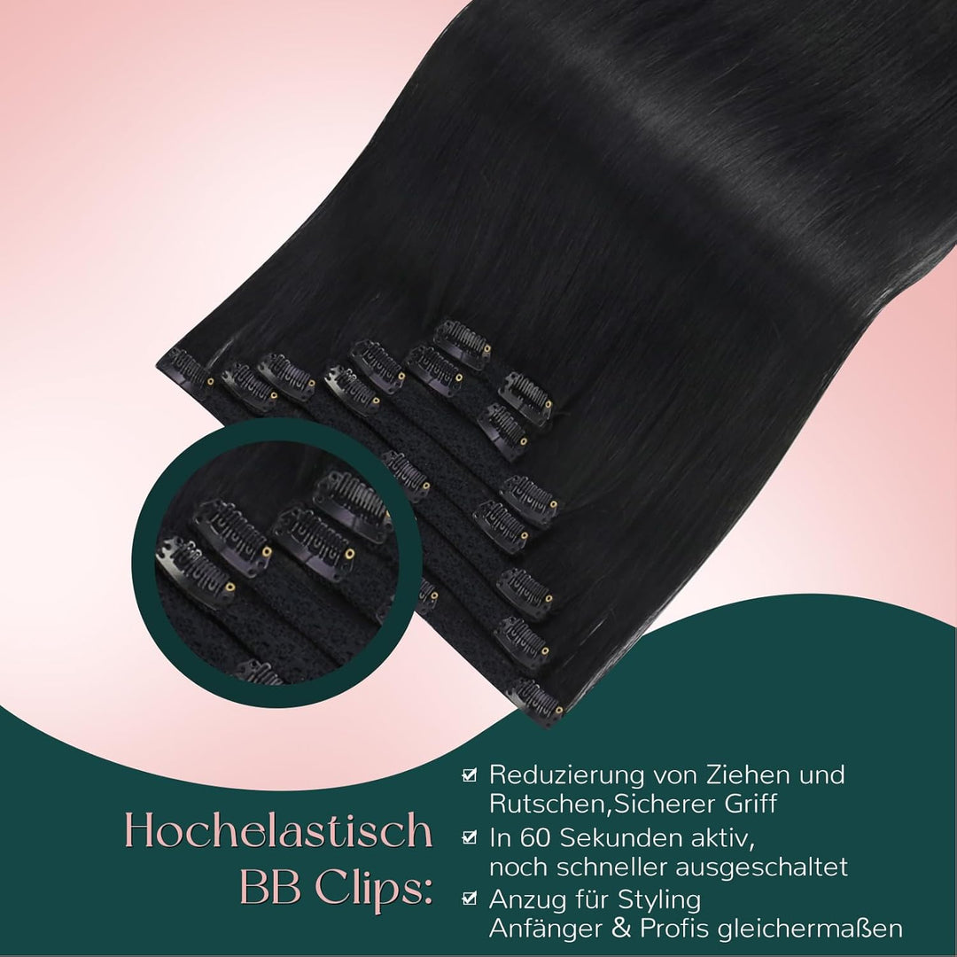 Easyouth Haarverlängerung, 45,7 cm, , #24P27, Stück: 1 45cm 7pcs 1-1 cp #1, 45cm 7pcs 1-1 cp #1