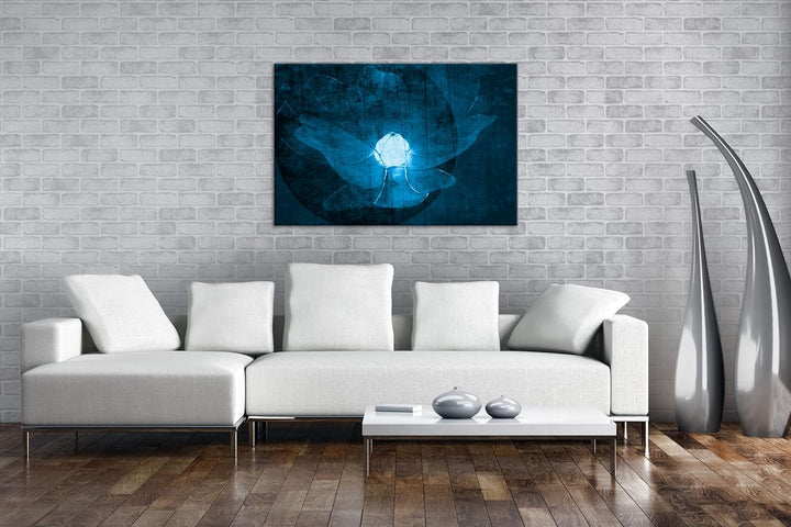 deyoli Künstlerische Zeichnung einer Blume Format 80x60 Effekt: Monocrome Blau als Leinwandbild, Mot