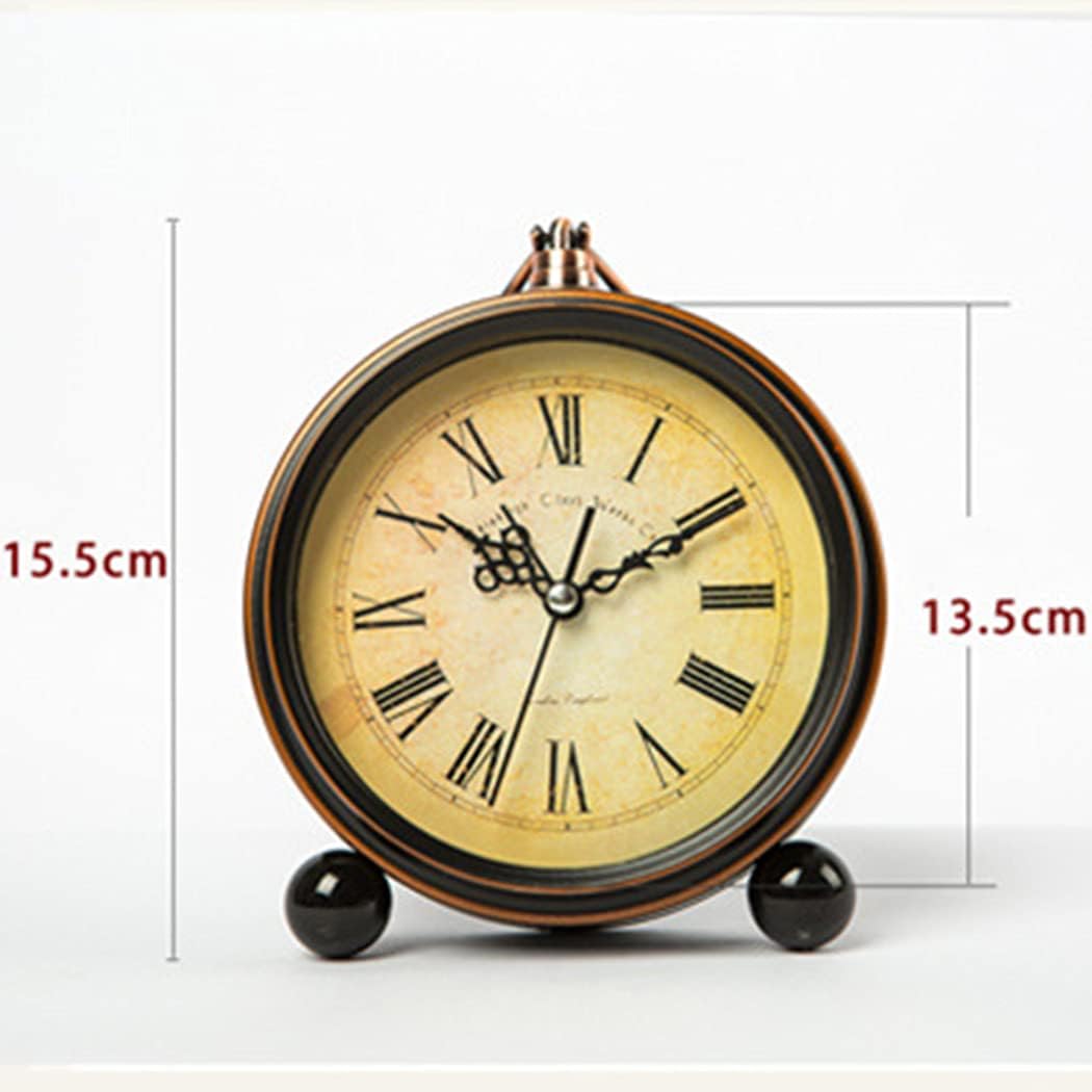 Europäische Retro Tischuhr Desktop Vintage Wecker Metall Ornamente Pendeluhr Home Wohnzimmer Schreib