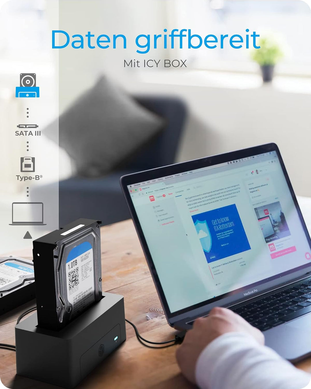 ICY BOX HDD/Festplatten Docking Station USB 3.0 für SATA 2,5 Zoll &amp; 3,5 Zoll, Festplatten Klonstatio